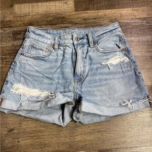 American Eagle Mom Shorts Size 0 Distressed Cuffed High Rise denim